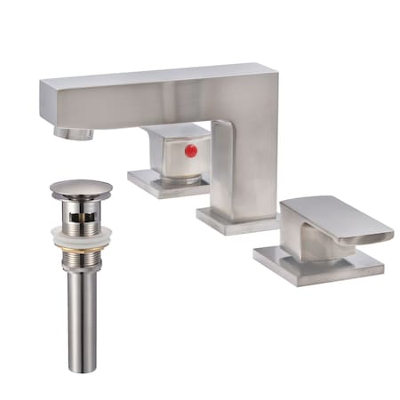 Novatto JAX Widespread 2-Handle Lavatory Faucet in Brushed Nickel with Drain NBF-127BN-PUD